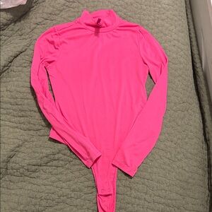 Skims Bright Pink Long Sleeve Bodysuit